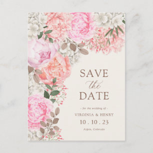 Cartão Postal Floral Elegante Salve A Data