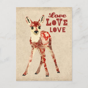 Cartão Postal Floral Fawn Love