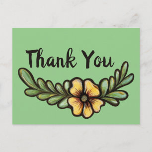 Cartão Postal Floral Floral de Arte Margarida Amarela