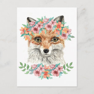 Cartão Postal Floral Fox