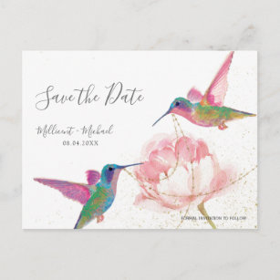 Cartão Postal Floral Hummingbird Salve o Cartão-Postal de Data