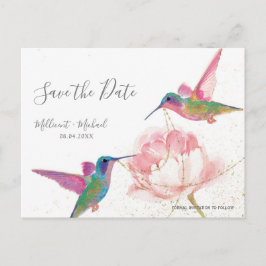 Cartão Postal Floral Hummingbird Salve o Cartão-Postal de Data