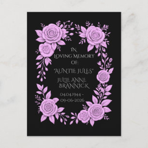 Cartão postal floral lavanda em memória
