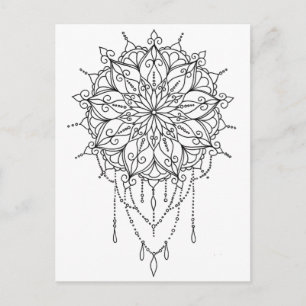 Cartão Postal Floral Mandala Colore Sua