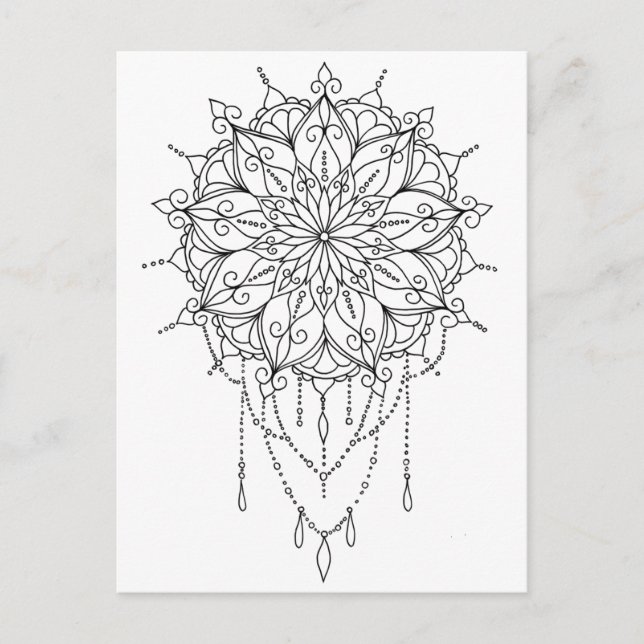 Cartão Postal Floral Mandala Colore Sua (Frente)