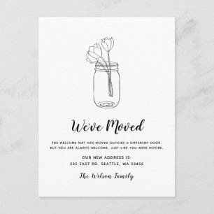 Cartão Postal Floral Mason Jar, Mudamos O Novo Endereço
