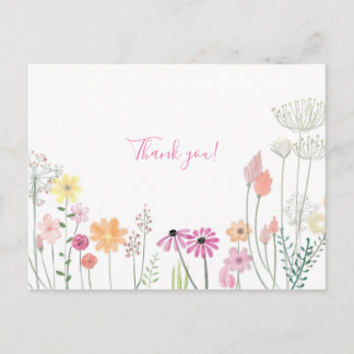 Cartão Postal Floral Minimalista Obrigado