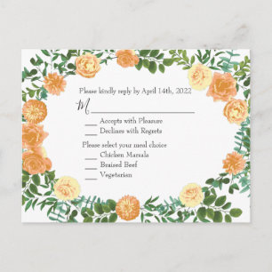Cartão Postal Floral Moderno de Casamento Negro e Pessegueiro