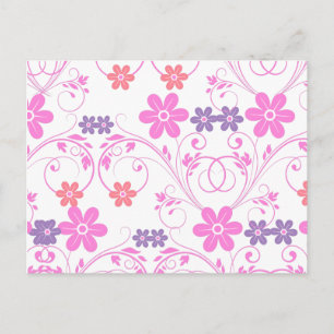 Cartão Postal Floral Moderno Puro e Rosa