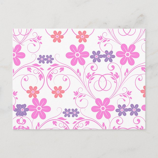 Cartão Postal Floral Moderno Puro e Rosa (Frente)