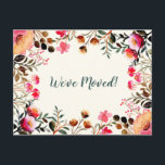 Cartão Postal Floral Movimentamos Novo Anúncio de Movimentação d<br><div class="desc">Moderno Mudamos o novo cartão postal de lançamento móvel para casa com uma borda flexível verde e rosa Na moda</div>