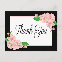 Cartão Postal Floral Obrigado Flores Rosa Festa de casamento Pre