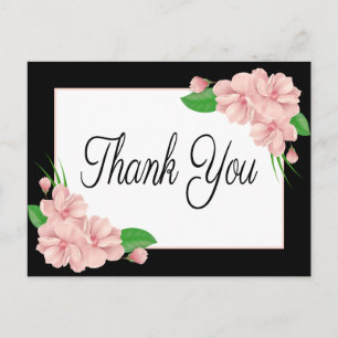Cartão Postal Floral Obrigado Flores Rosa Festa de casamento Pre