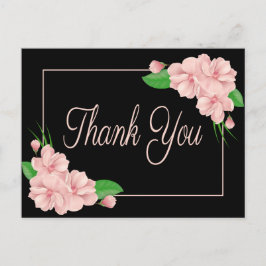 Cartão Postal Floral Obrigado Flores Rosa Festa de casamento Pre