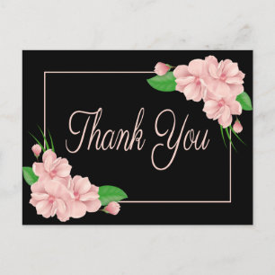 Cartão Postal Floral Obrigado Flores Rosa Festa de casamento Pre