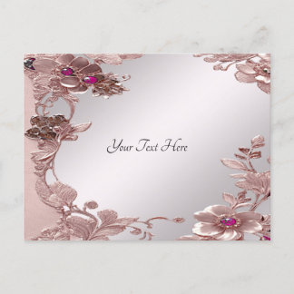 Cartão Postal Floral Ornamentado Rosa