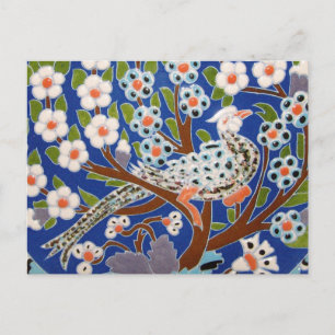 Cartão Postal Floral Peacock Azulejo Art