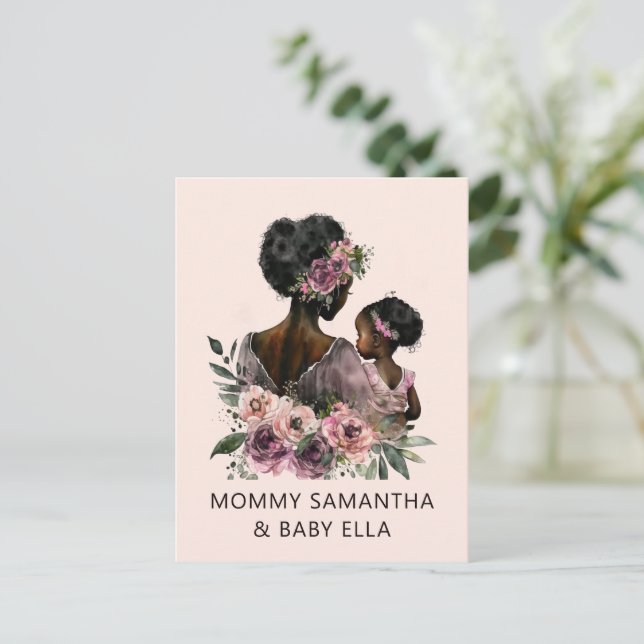 Cartão Postal Floral Personalizada Mãe e Bebê (Em pé/Frente)