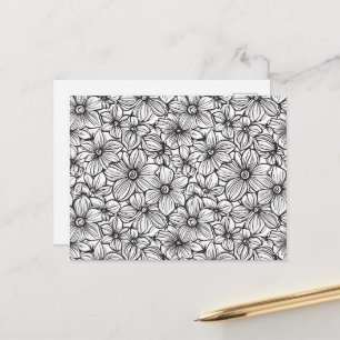 Cartão Postal Floral Preto Branco