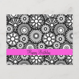 Cartão postal floral preto e branco