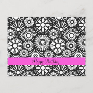 Cartão postal floral preto e branco