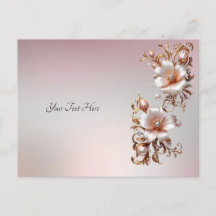 Cartão postal floral rosa decorativo