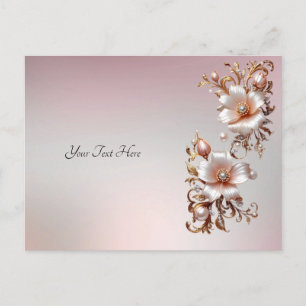 Cartão postal floral rosa decorativo