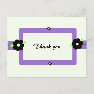 Cartão Postal Floral Roxo e Preto Obrigado