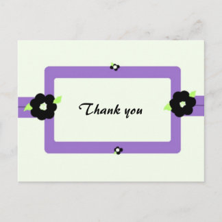 Cartão Postal Floral Roxo e Preto Obrigado