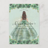 Floral Sage Green Glam Princess Quinceanera