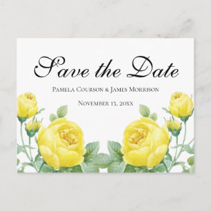 Cartão Postal Floral Salvar a Data Noivado Amarelo da Flor Rosa
