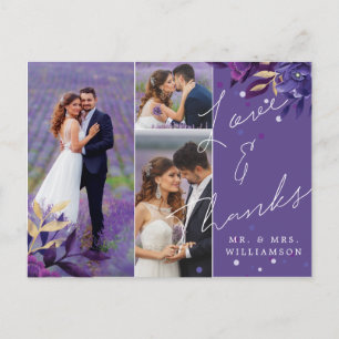 Cartão Postal Floral Violet Wedding Obrigado Cartão-postal Foto