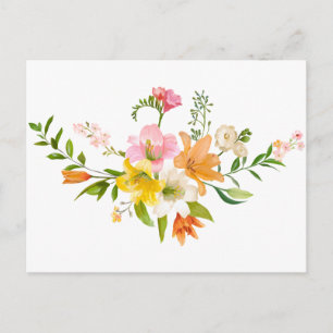 Cartão Postal Floral Watercolor Lily Flowers Olá, Obrigado