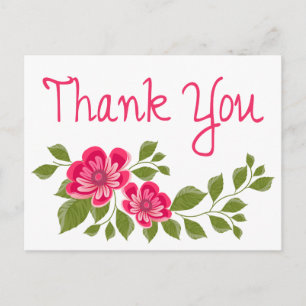 Cartão Postal Floral Watercolor Obrigado Flor Puro