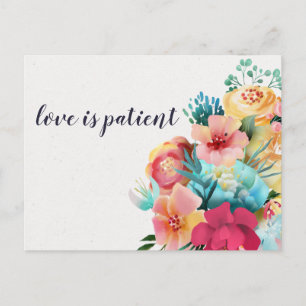 Cartão Postal Floral Wedding Love is Patient Change the Date (O