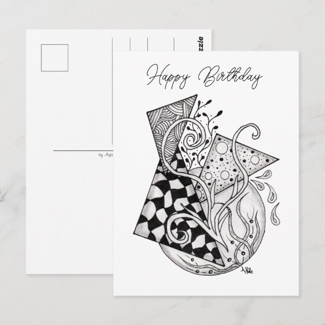 Cartão Postal Florale Dreiecke, Tangle Zeichnung -  (Frente/Verso)