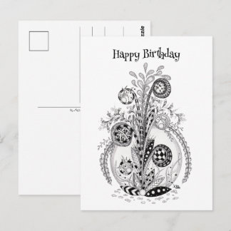 Cartão Postal Florale Pflanze im Tangle Design -