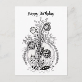 Cartão Postal Florale Pflanze im Tangle Design -