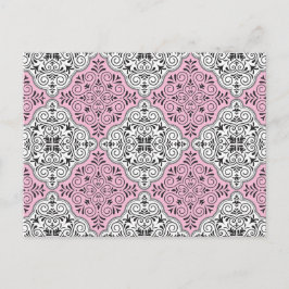 Cartão Postal Floreio de Padrão Rococó Rosa