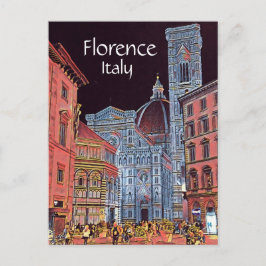 Cartão Postal Florença Artista, Itália Street Cena com Duomo