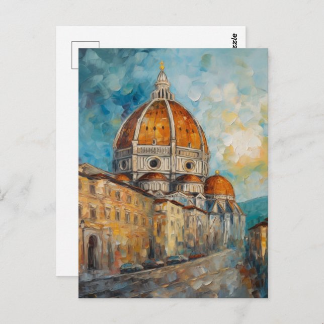 Cartão Postal Florença, Itália | Duomo | Estilo de pintura a óle (Frente/Verso)