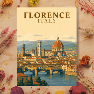 Cartão Postal Florença Itália Duomo Viagem Vintage