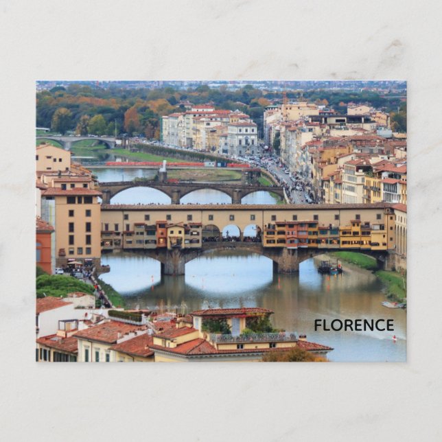 Cartão Postal Florença Itália Ponte Vecchio Ponte Viagem (Frente)