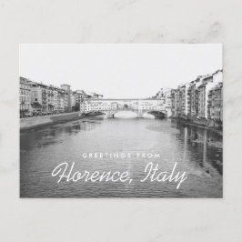 Cartão Postal Florença Itália Ponte Vecchio Preto e Branco
