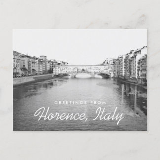 Cartão Postal Florença Itália Ponte Vecchio Preto e Branco