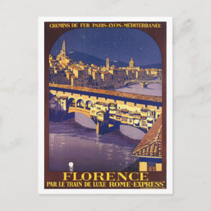 Cartão Postal Florença, Itália, poster viagens vintage
