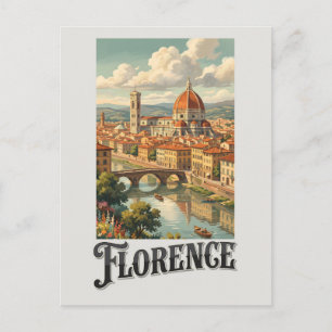 Cartão Postal Florença Itália Viagem Antiga