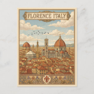 Cartão Postal Florença Itália Viagem Antiga