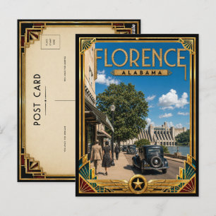 Cartão Postal Florence Alabama Arte Deco Vintage Idade Dourada