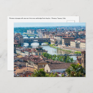 Cartão Postal Florence cityscape - Ponte Vecchio sobre o rio Arn